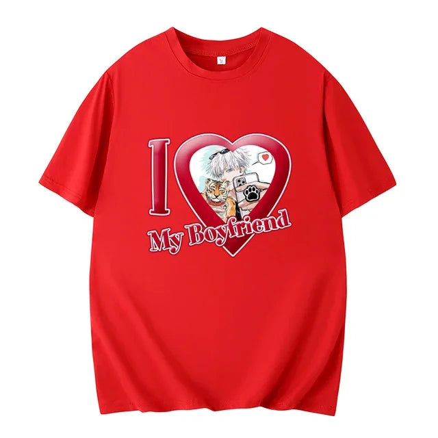 PINK I LOVE MY BOYFRIEND SHORT SLEEVE CASUAL T-SHIRT