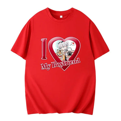 PINK I LOVE MY BOYFRIEND SHORT SLEEVE CASUAL T-SHIRT