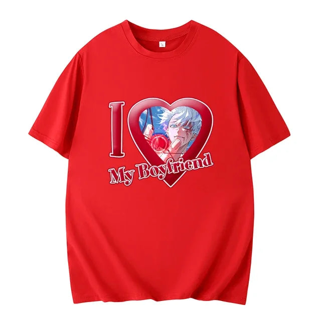 PINK I LOVE MY BOYFRIEND SHORT SLEEVE CASUAL T-SHIRT