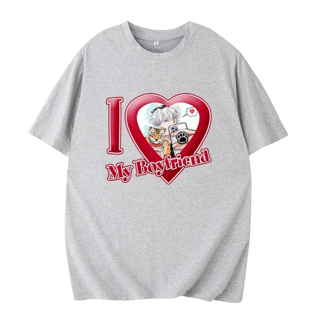PINK I LOVE MY BOYFRIEND SHORT SLEEVE CASUAL T-SHIRT