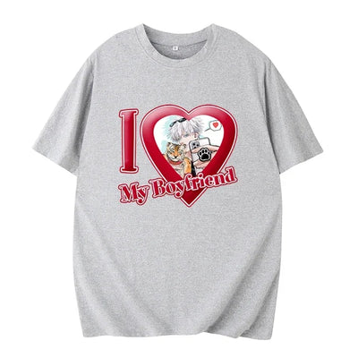 PINK I LOVE MY BOYFRIEND SHORT SLEEVE CASUAL T-SHIRT
