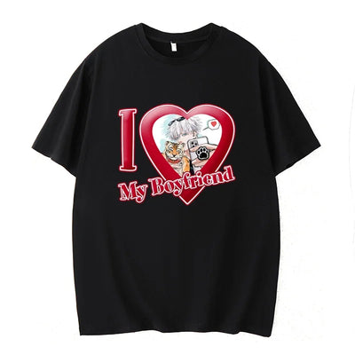 PINK I LOVE MY BOYFRIEND SHORT SLEEVE CASUAL T-SHIRT