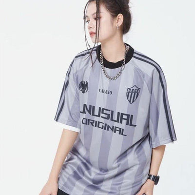 PINK STRIPED SOCCER JERSEY WITH UNIQUE DESIGN FOR PREMIUM STREETWEAR