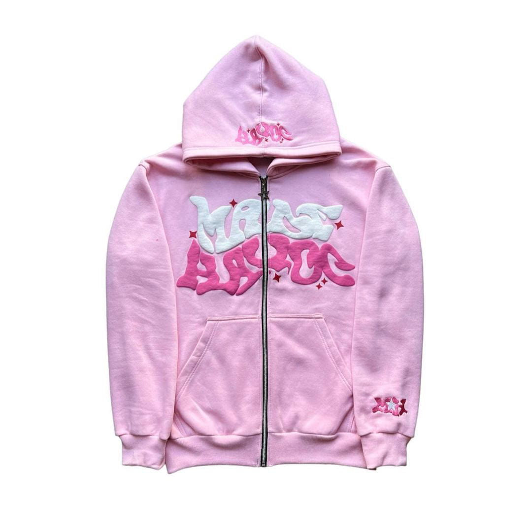 ZIP-UP HOODIE SUGAR GLOW ZIP-UP WITH RAISED LETTERING