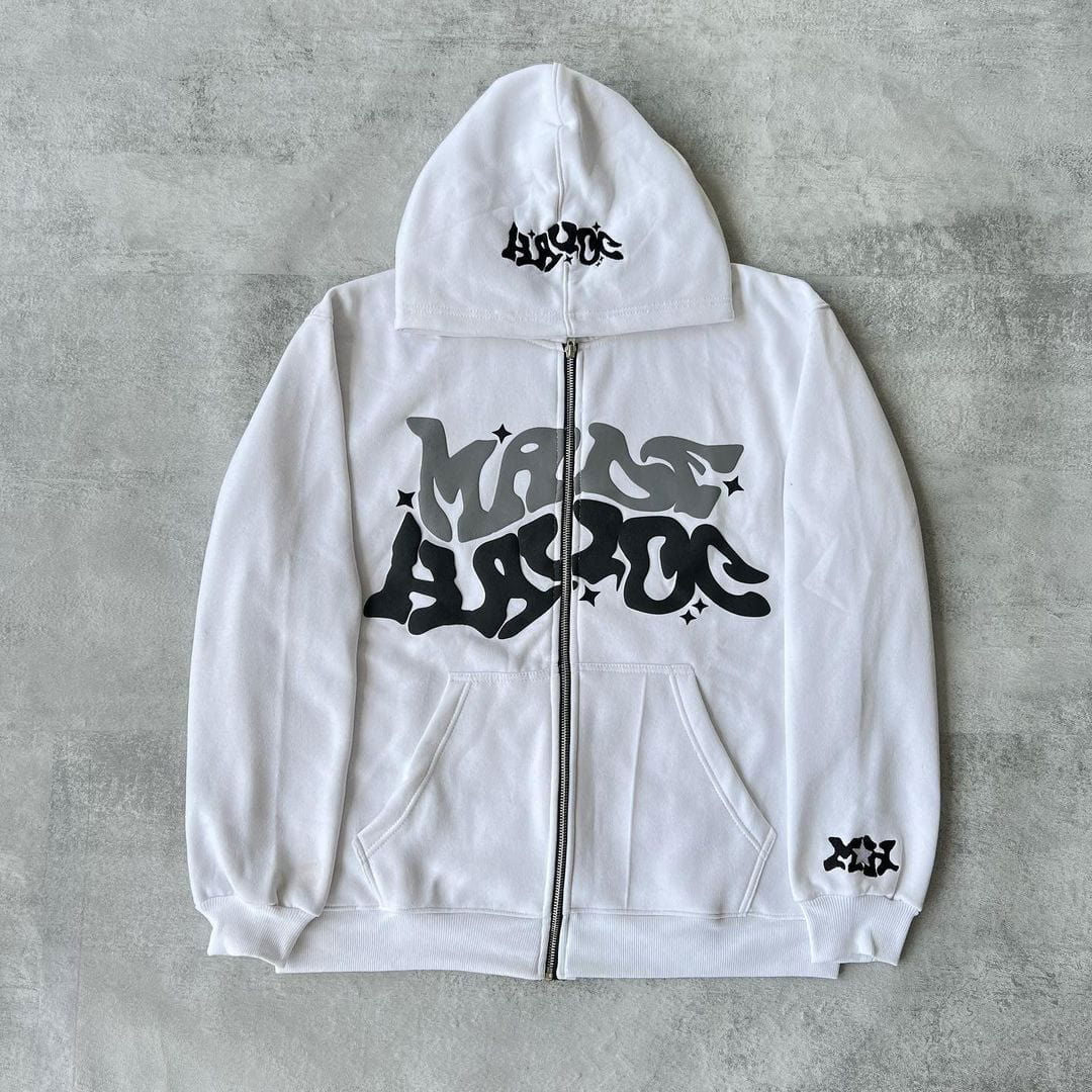 ZIP-UP HOODIE SUGAR GLOW ZIP-UP WITH RAISED LETTERING