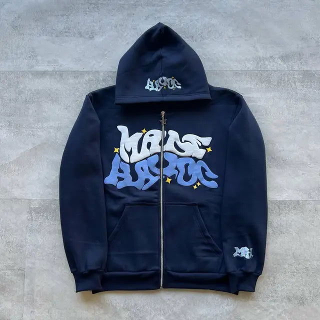 ZIP-UP HOODIE SUGAR GLOW ZIP-UP WITH RAISED LETTERING