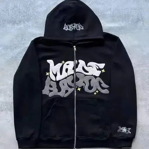 ZIP-UP HOODIE SUGAR GLOW ZIP-UP WITH RAISED LETTERING