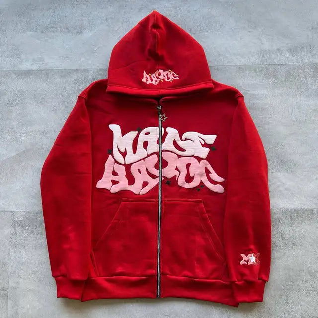 ZIP-UP HOODIE SUGAR GLOW ZIP-UP WITH RAISED LETTERING