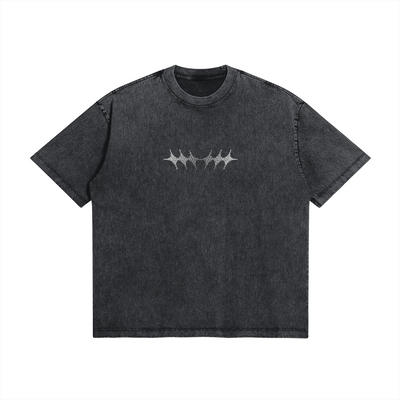PURPLE CHECKERED TEE SHIRT WITH BOLD RACE FLAG PATTERN