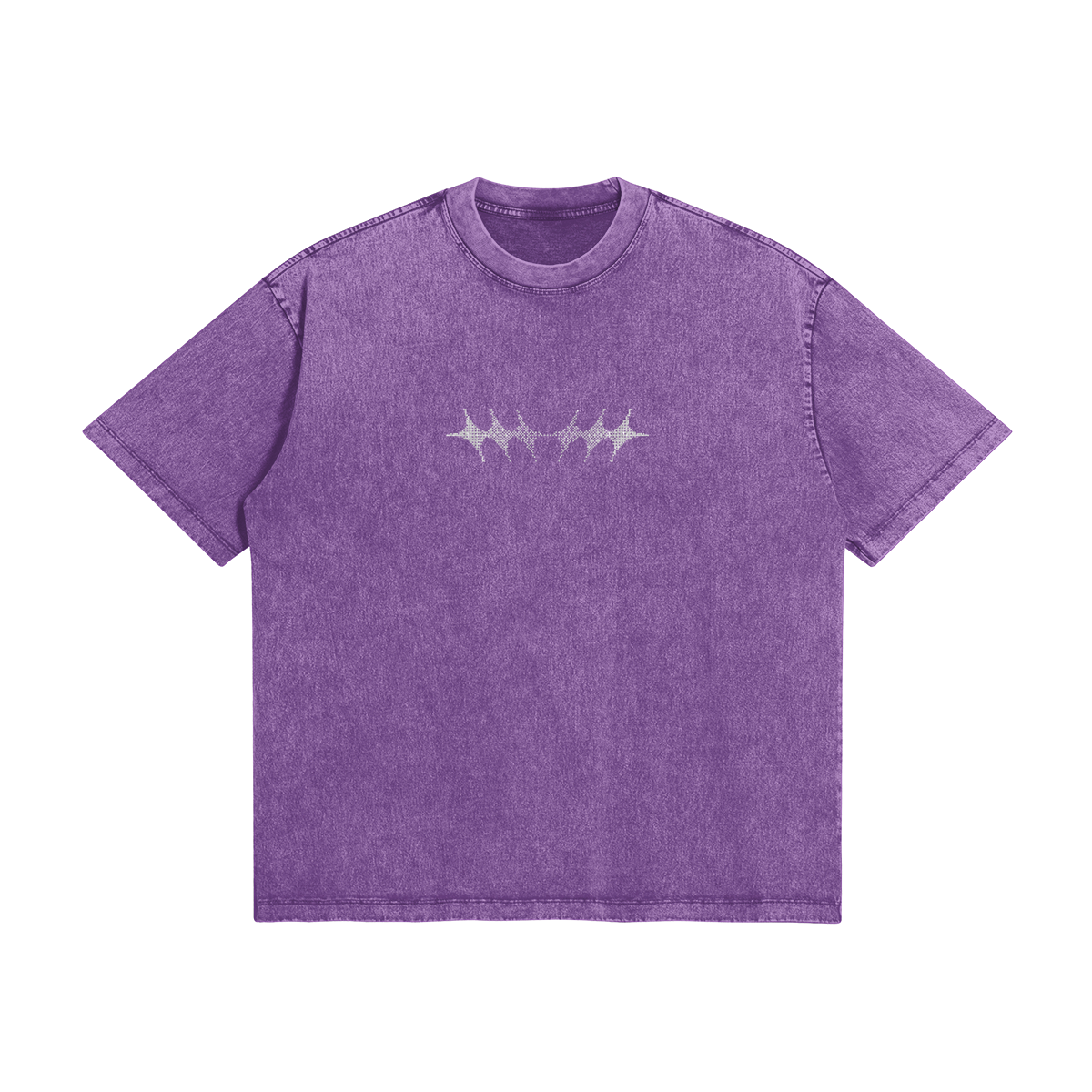 PURPLE CHECKERED TEE SHIRT WITH BOLD RACE FLAG PATTERN