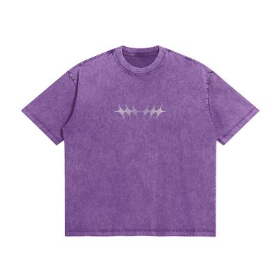 PURPLE CHECKERED TEE SHIRT WITH BOLD RACE FLAG PATTERN