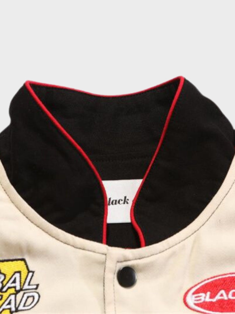 RACING-STYLE JACKET WITH BLUE AND WHITE PANELS - VINTAGE BLACKAID JACKET