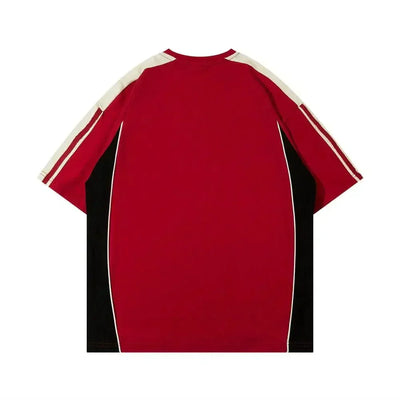 RED AND WHITE SHORT-SLEEVED SHIRT WITH RED OVERSIZED FIT