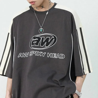 RED AND WHITE SHORT-SLEEVED SHIRT WITH RED OVERSIZED FIT