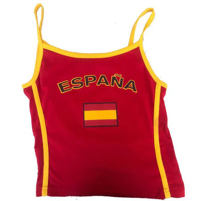 RED TANK TOP WITH YELLOW TRIM COTTON PRINT CASUAL