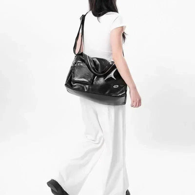 SILVER METALLIC Y2K TOTE BAG - TRENDY FASHION ACCESSORY