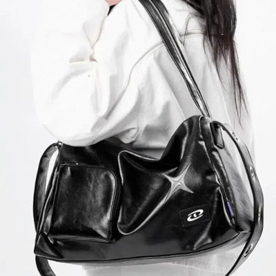 SILVER METALLIC Y2K TOTE BAG - TRENDY FASHION ACCESSORY