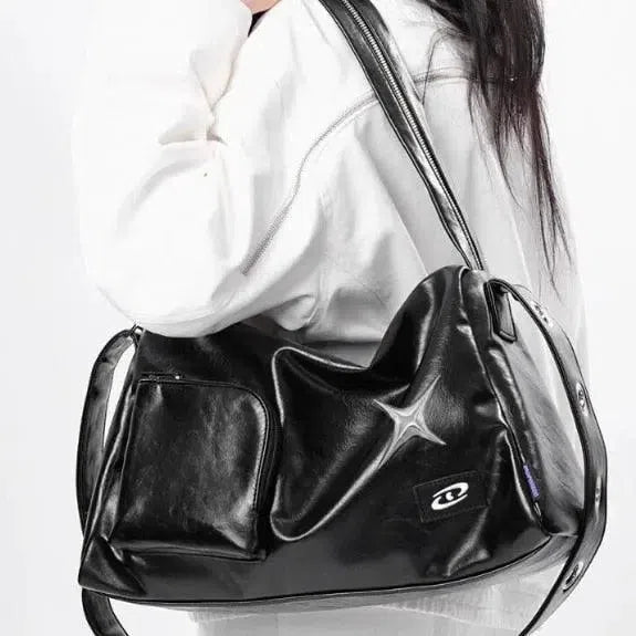 SILVER METALLIC Y2K TOTE BAG - TRENDY FASHION ACCESSORY