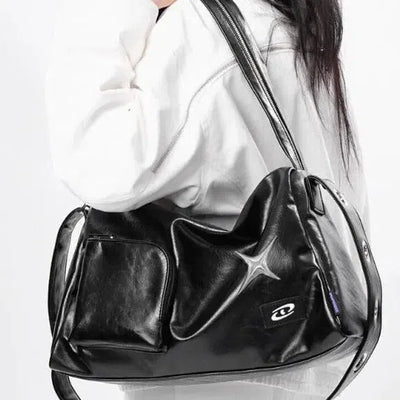 SILVER METALLIC Y2K TOTE BAG - TRENDY FASHION ACCESSORY