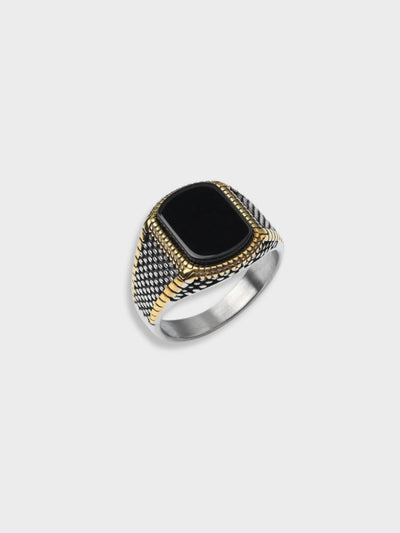 SILVER RING WITH RED STONE - MONEY ONYX RING