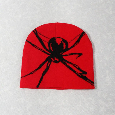 SPIDER-THEMED KNIT BEANIES SET WITH SPIDER WEB DESIGN