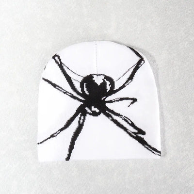 SPIDER-THEMED KNIT BEANIES SET WITH SPIDER WEB DESIGN