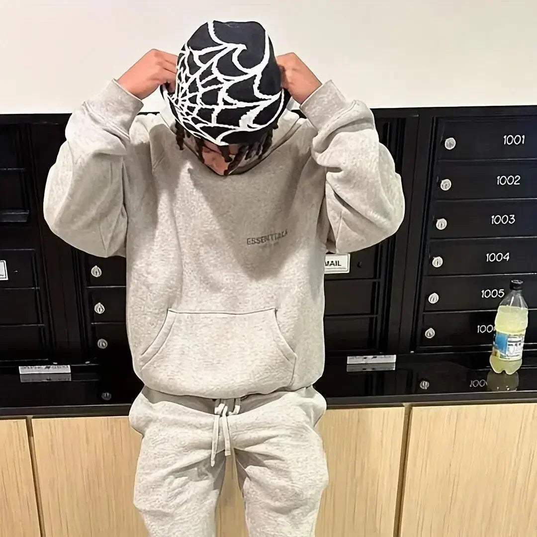 SPIDER WEB BEANIE WITH WHITE DESIGN