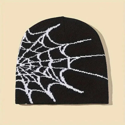 SPIDER WEB BEANIE WITH WHITE DESIGN
