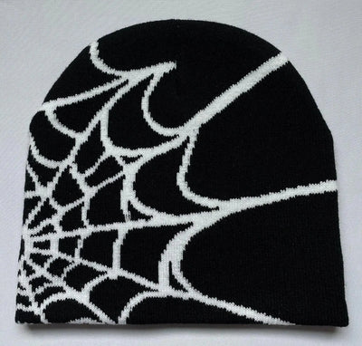 SPIDER WEB BEANIE WITH WHITE DESIGN