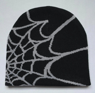 SPIDER WEB BEANIE WITH WHITE DESIGN