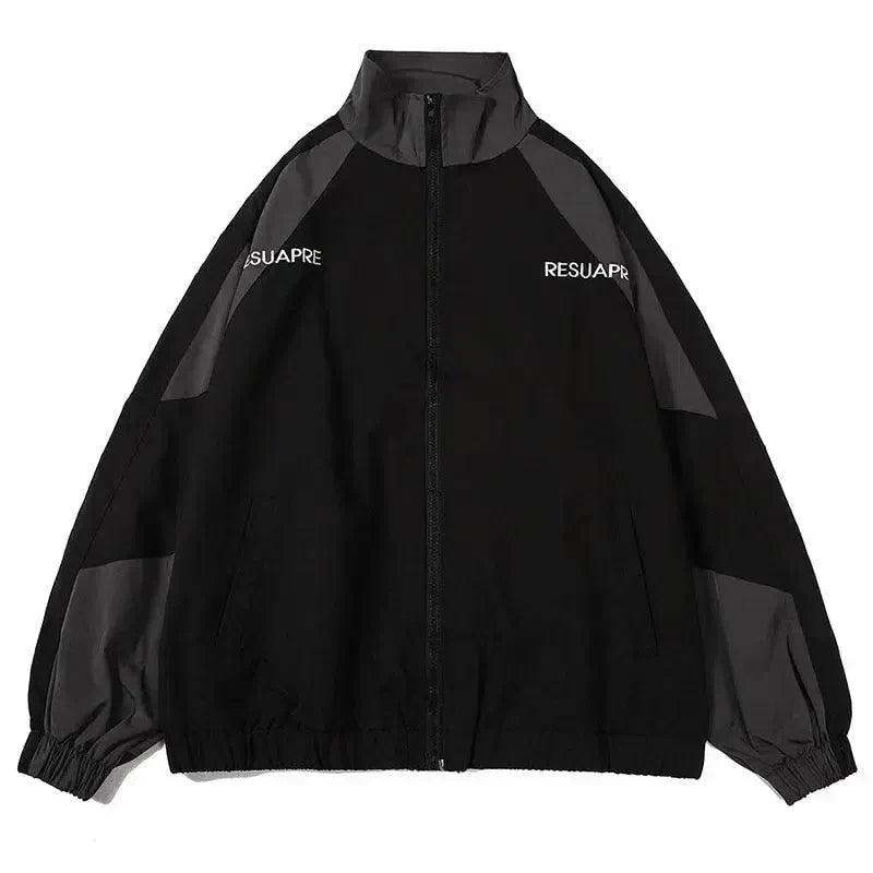 TWO-TONE ZIP-UP JACKET HIP HOP VARSITY STYLE