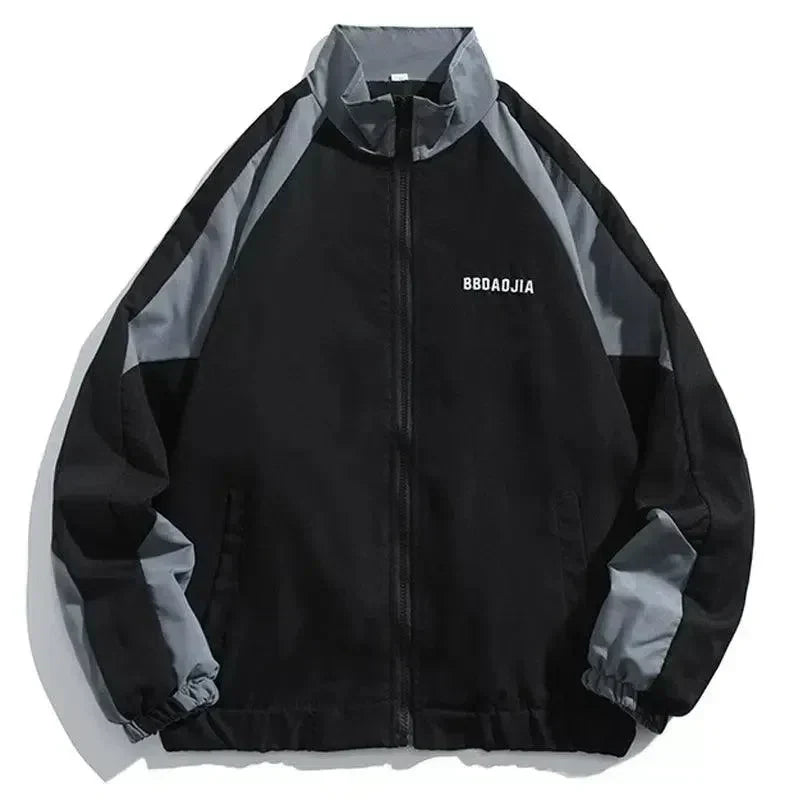 TWO-TONE ZIP-UP JACKET HIP HOP VARSITY STYLE