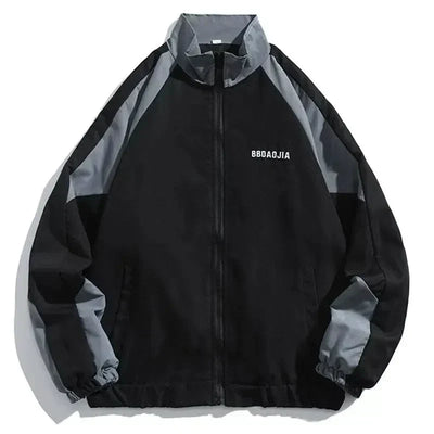 TWO-TONE ZIP-UP JACKET HIP HOP VARSITY STYLE