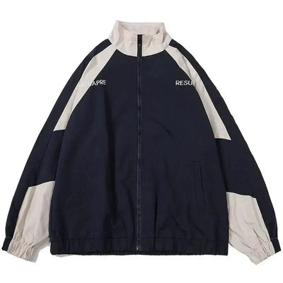 TWO-TONE ZIP-UP JACKET HIP HOP VARSITY STYLE