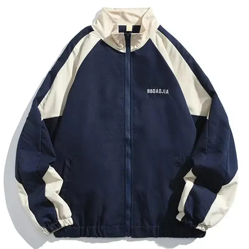 TWO-TONE ZIP-UP JACKET HIP HOP VARSITY STYLE