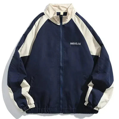 TWO-TONE ZIP-UP JACKET HIP HOP VARSITY STYLE