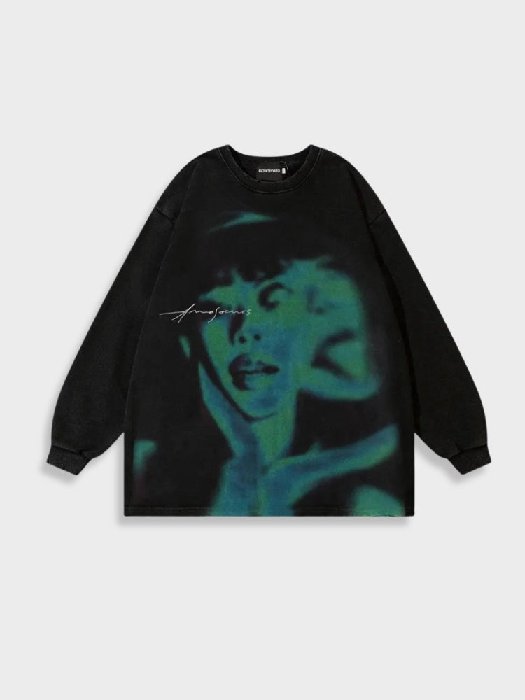 UNISEX LONGSLEEVE SHIRT WITH FACE GRAPHIC - UNISEX LONGSLEEVES SPIN