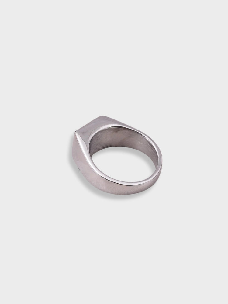 VINTAGE SILVER SIGNET RING WITH BLACK SQUARE STONE SILVER AMAURI