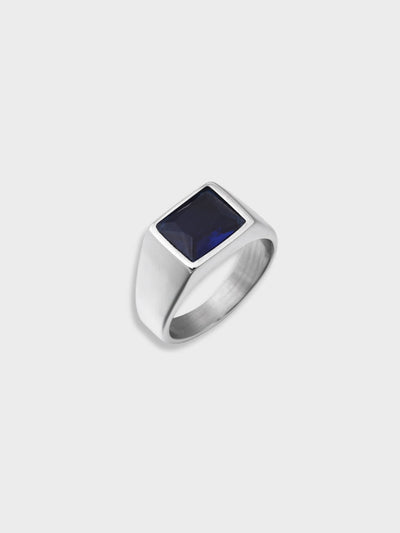 VINTAGE SILVER SIGNET RING WITH BLACK SQUARE STONE SILVER AMAURI