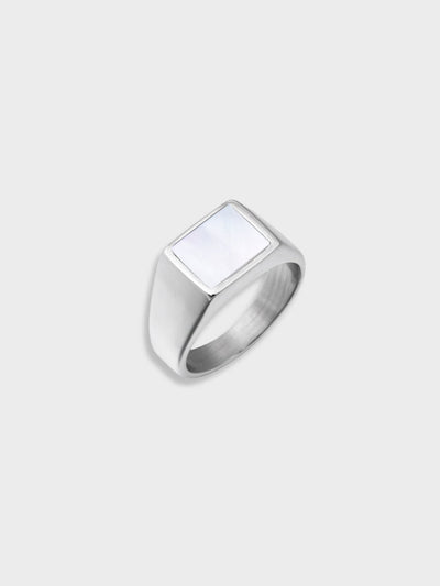 VINTAGE SILVER SIGNET RING WITH BLACK SQUARE STONE SILVER AMAURI