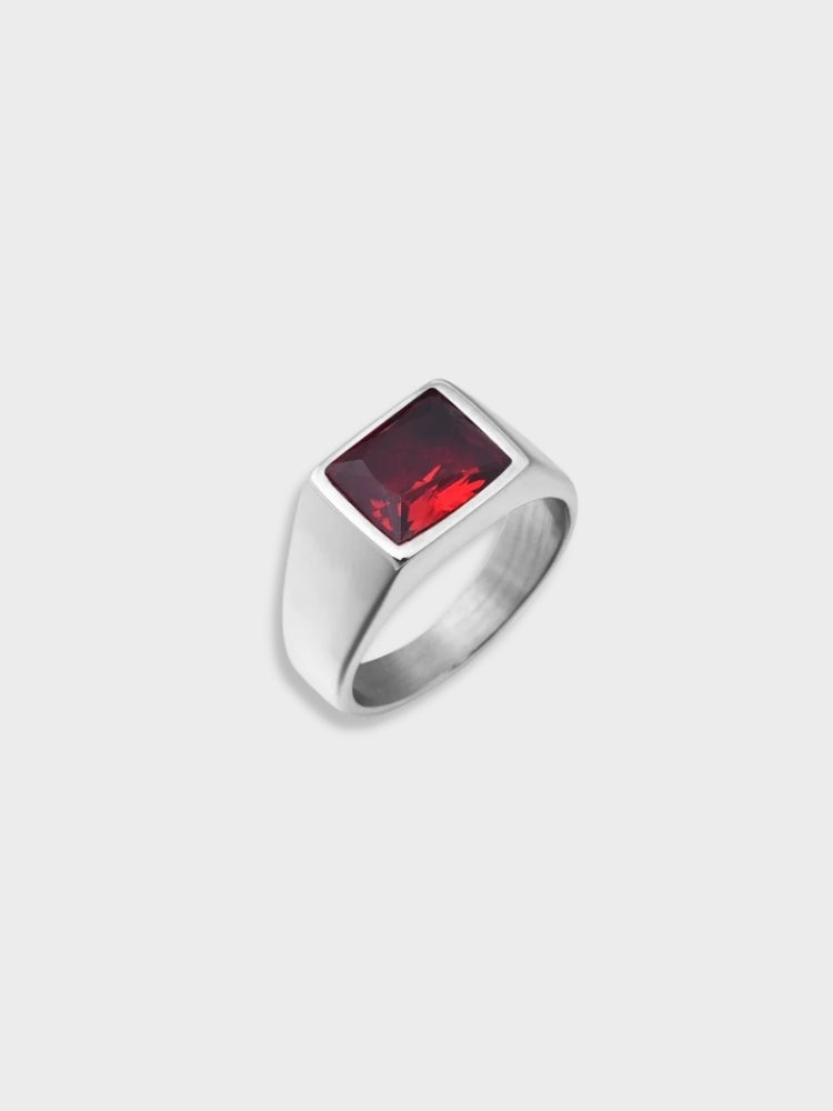 VINTAGE SILVER SIGNET RING WITH BLACK SQUARE STONE SILVER AMAURI