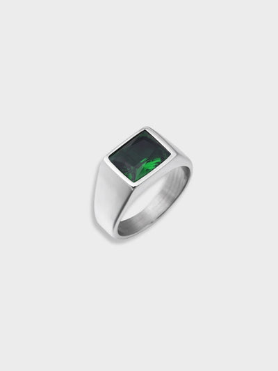 VINTAGE SILVER SIGNET RING WITH BLACK SQUARE STONE SILVER AMAURI