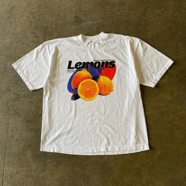 WHITE CAR GRAPHIC T-SHIRT Y2K COTTON STREETWEAR