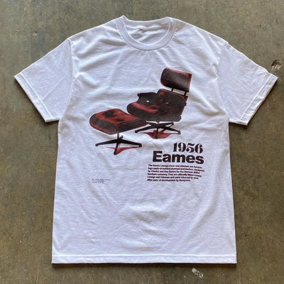 WHITE CAR GRAPHIC T-SHIRT Y2K COTTON STREETWEAR