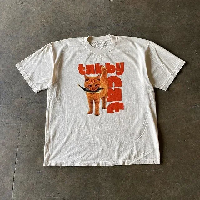 WHITE CAR GRAPHIC T-SHIRT Y2K COTTON STREETWEAR