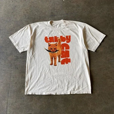 WHITE CAR GRAPHIC T-SHIRT Y2K COTTON STREETWEAR