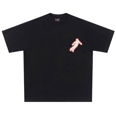 WHITE DIE T-SHIRT FOR TRUE CRIME FANS WITH PINK FIGURE DESIGN