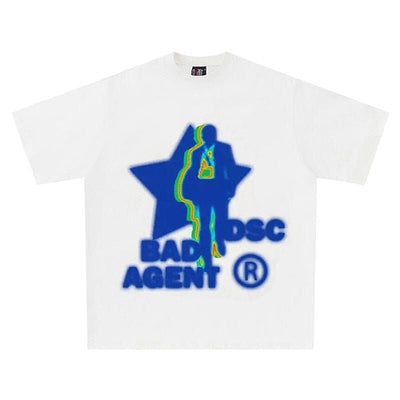 WHITE GRAPHIC BAD AGENT T-SHIRT