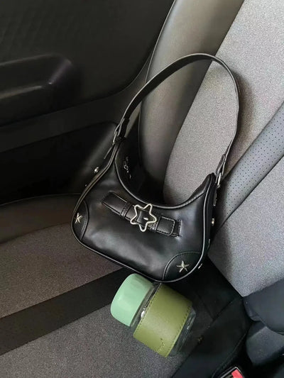 WHITE STAR SHOULDER BAG WITH UNIQUE ACCENTS