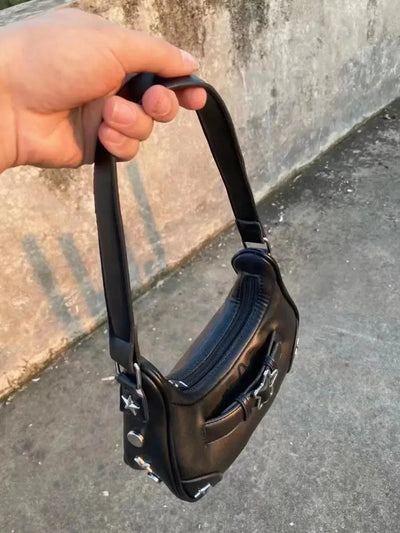 WHITE STAR SHOULDER BAG WITH UNIQUE ACCENTS